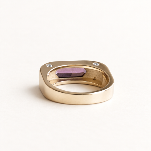 14K Umblaite Garnet Reverse Euro Signet Ring