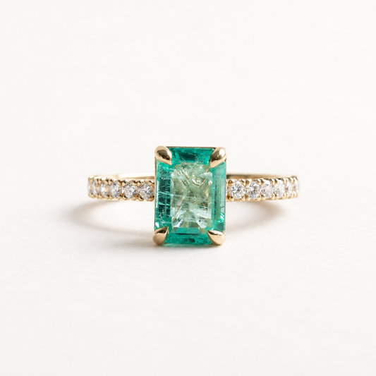 14K 1.98 CT Emerald Diamond Ring