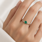 14K Round Emerald & Diamond Ring