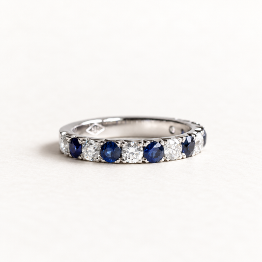 3mm Sapphire & Diamond Platinum Band