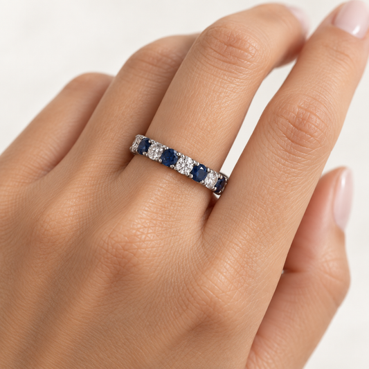 3mm Sapphire & Diamond Platinum Band