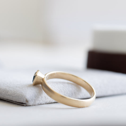 14K Montana Teal Sapphire Ring