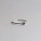 14K White Gold Blue Sapphire Solitaire Ring - Hexagon Honeycomb Design