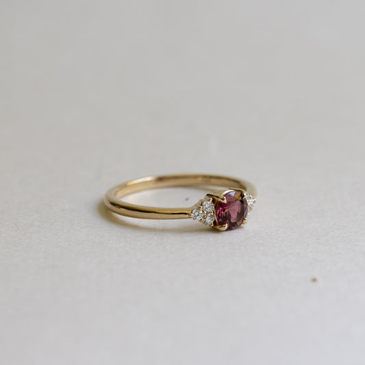 14K Pink Tourmaline Diamond Ring