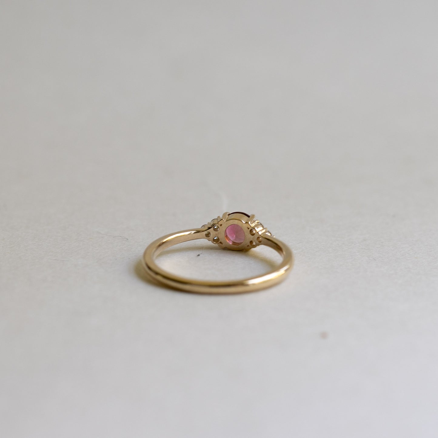 14K Pink Tourmaline Diamond Ring