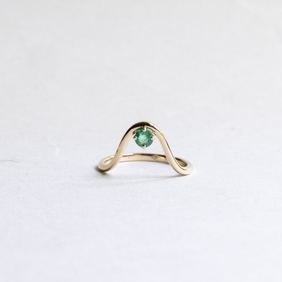 14K Yellow Gold Emerald Ring Guard, Size 7