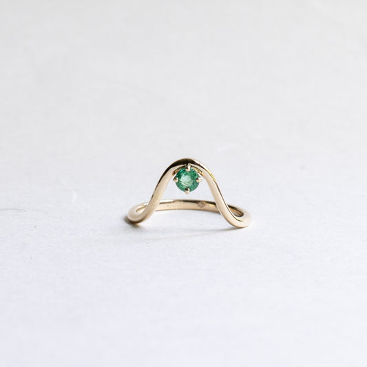 14K Yellow Gold Emerald Ring Guard, Size 7