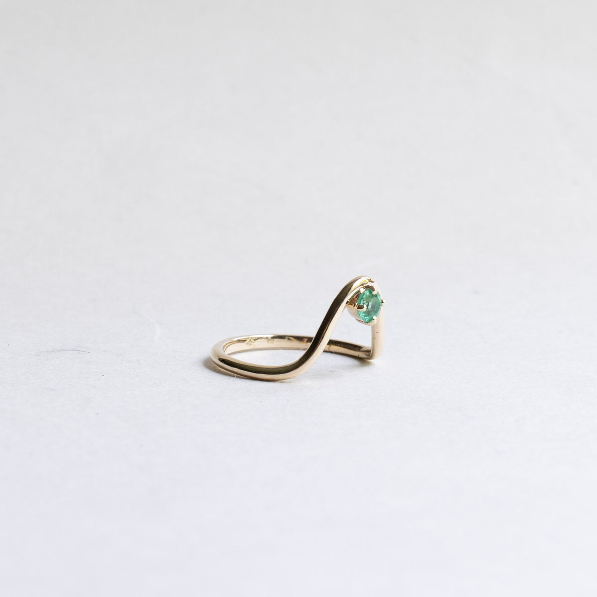 14K Yellow Gold Emerald Ring Guard, Size 7