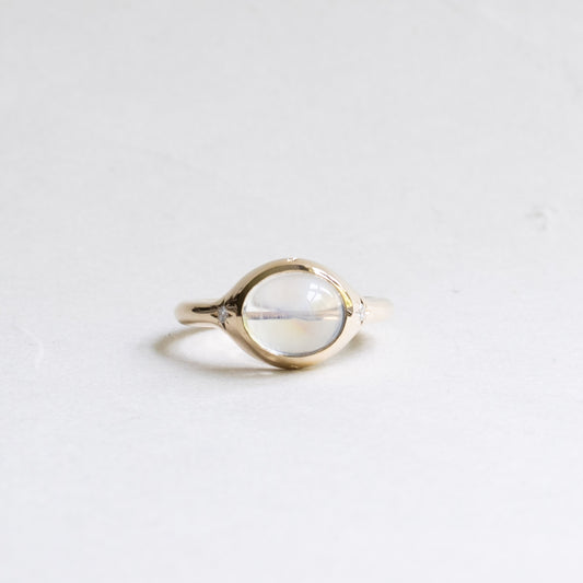 14K Blue Sheen Moonstone Ring