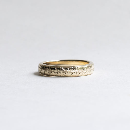 14K Gold Band, Hand Engrave Ring