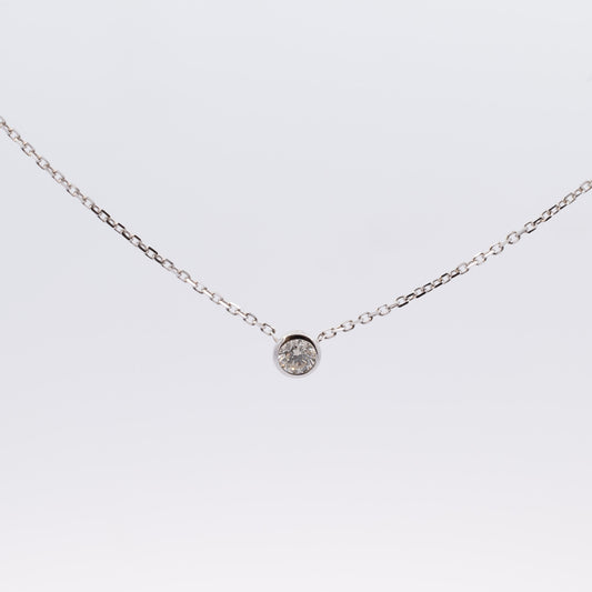 14K 0.29 Carat Bezel Natural Diamond Necklace