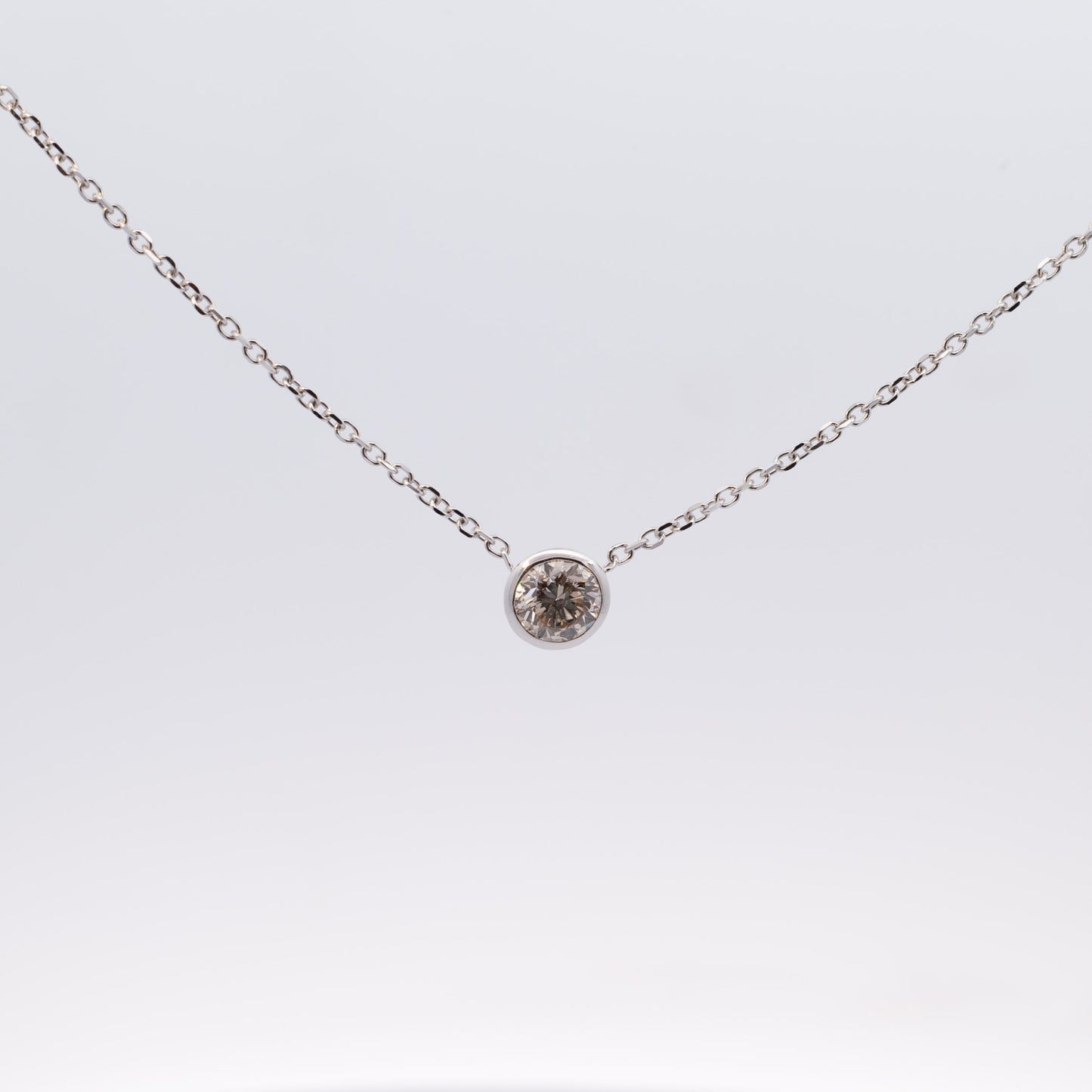 14K 1 Carat Bezel Natural Diamond Necklace