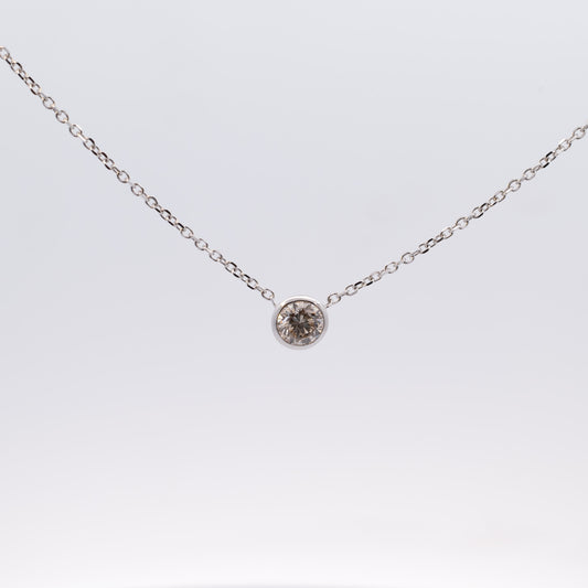 14K 1 Carat Bezel Natural Diamond Necklace