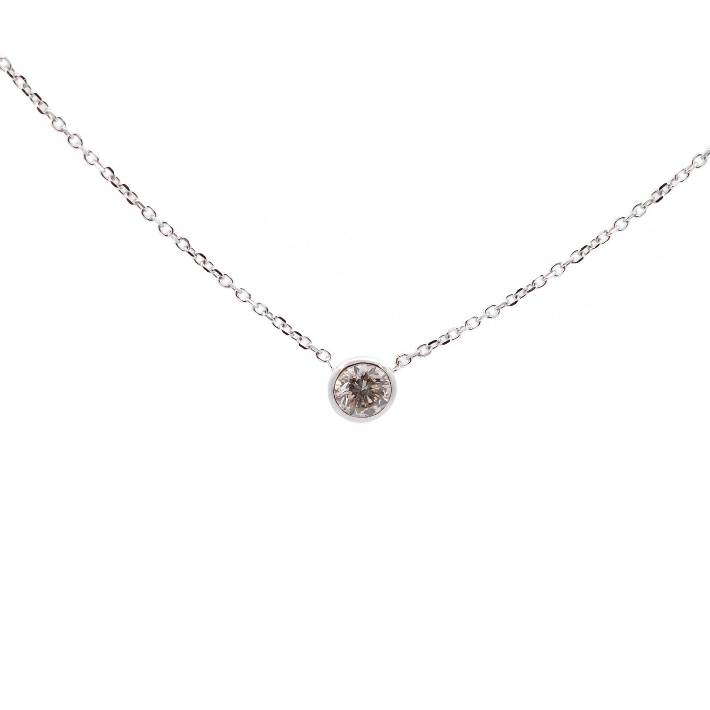 14K 1 Carat Bezel Natural Diamond Necklace