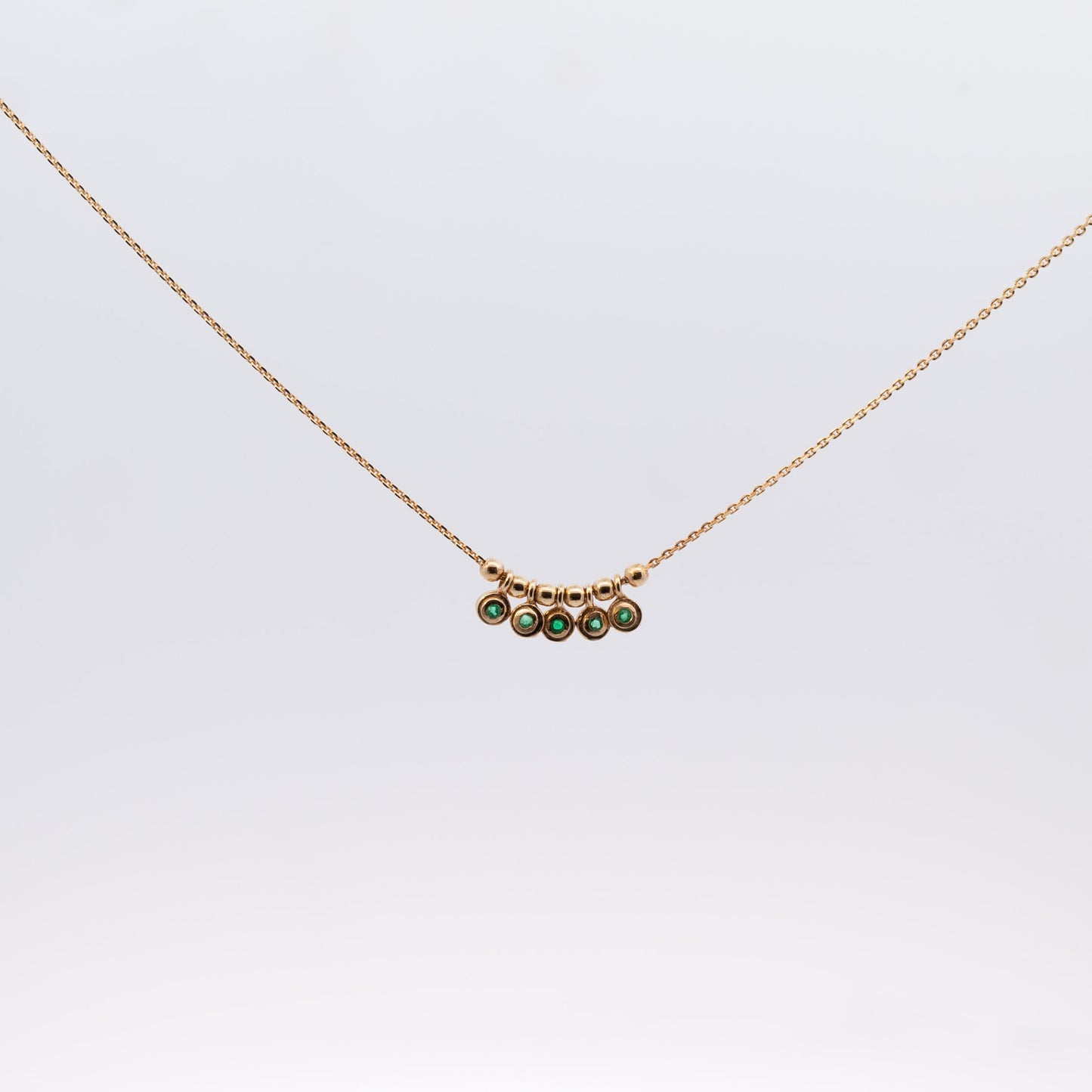 14K Emerald Bezel and Bead Necklace