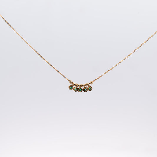 14K Emerald Bezel and Bead Necklace