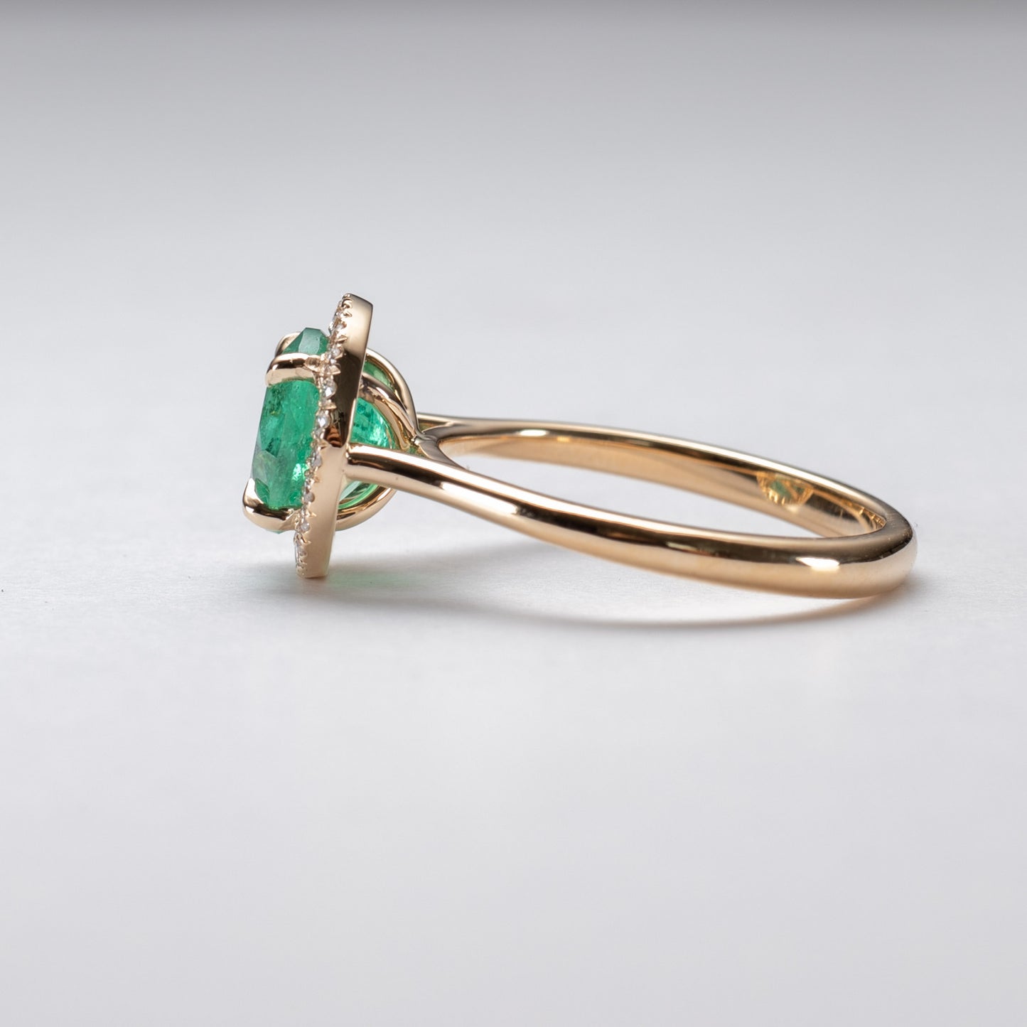 18K GIA 2.05 Carat Emerald Diamond Halo Ring