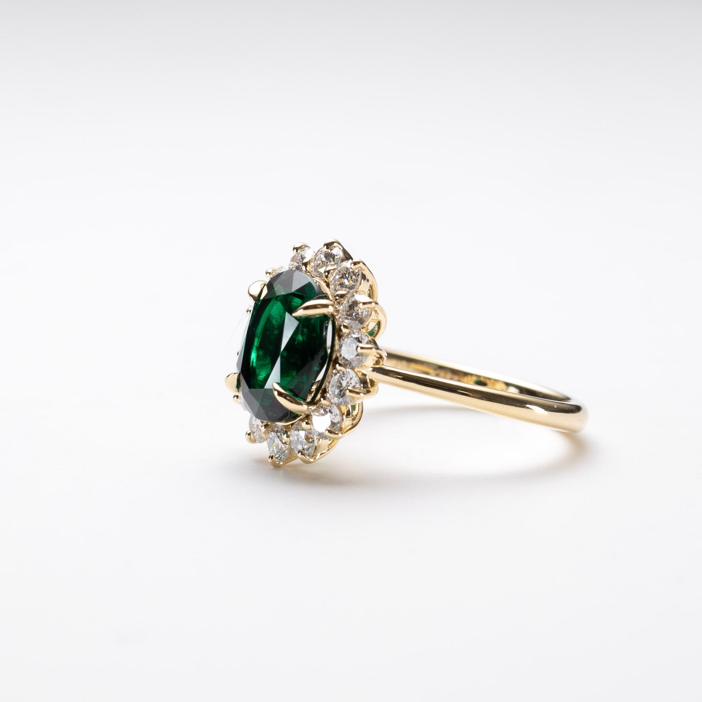 18K 2 Carat Lab Emerald Diamond Ring