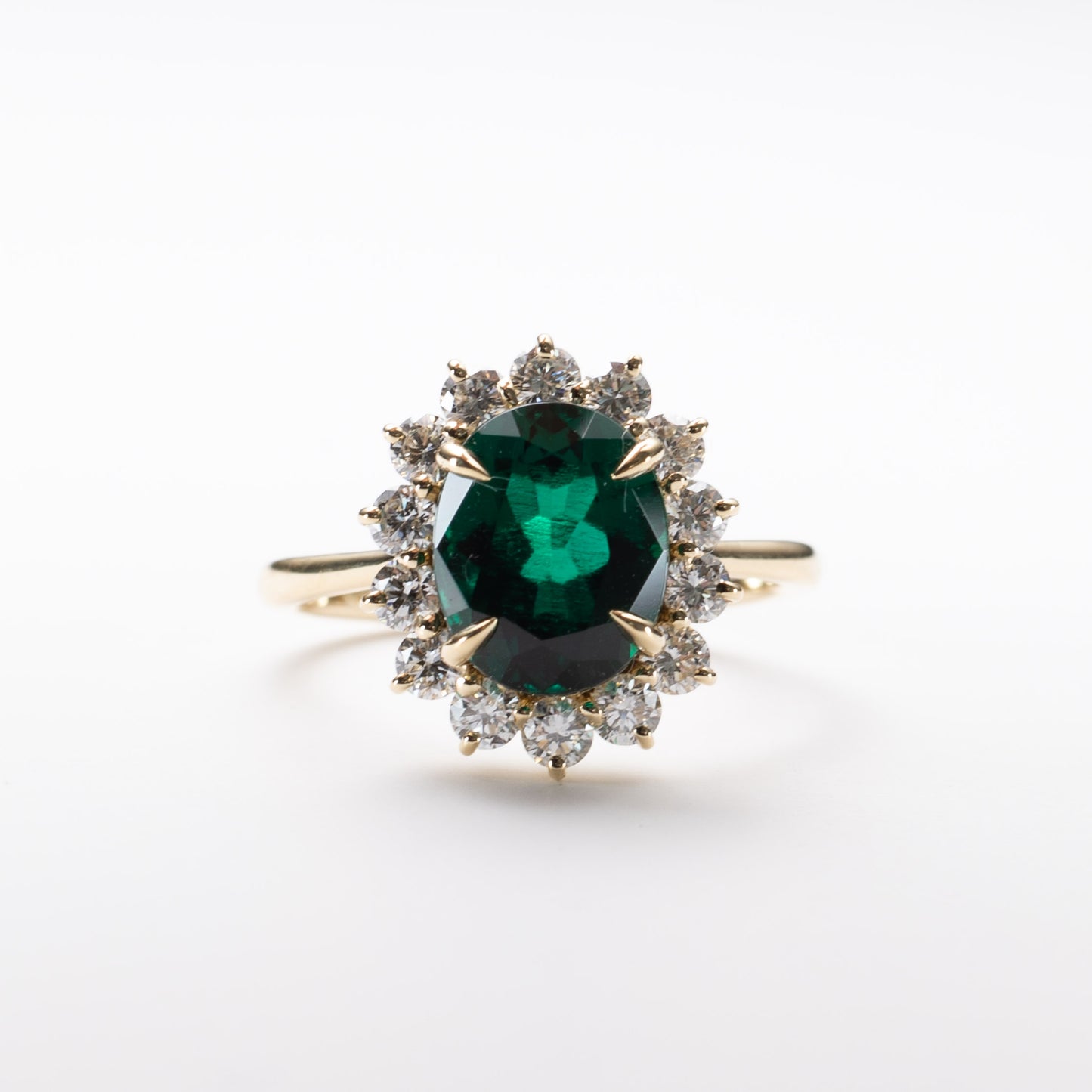 18K 2 Carat Lab Emerald Diamond Ring