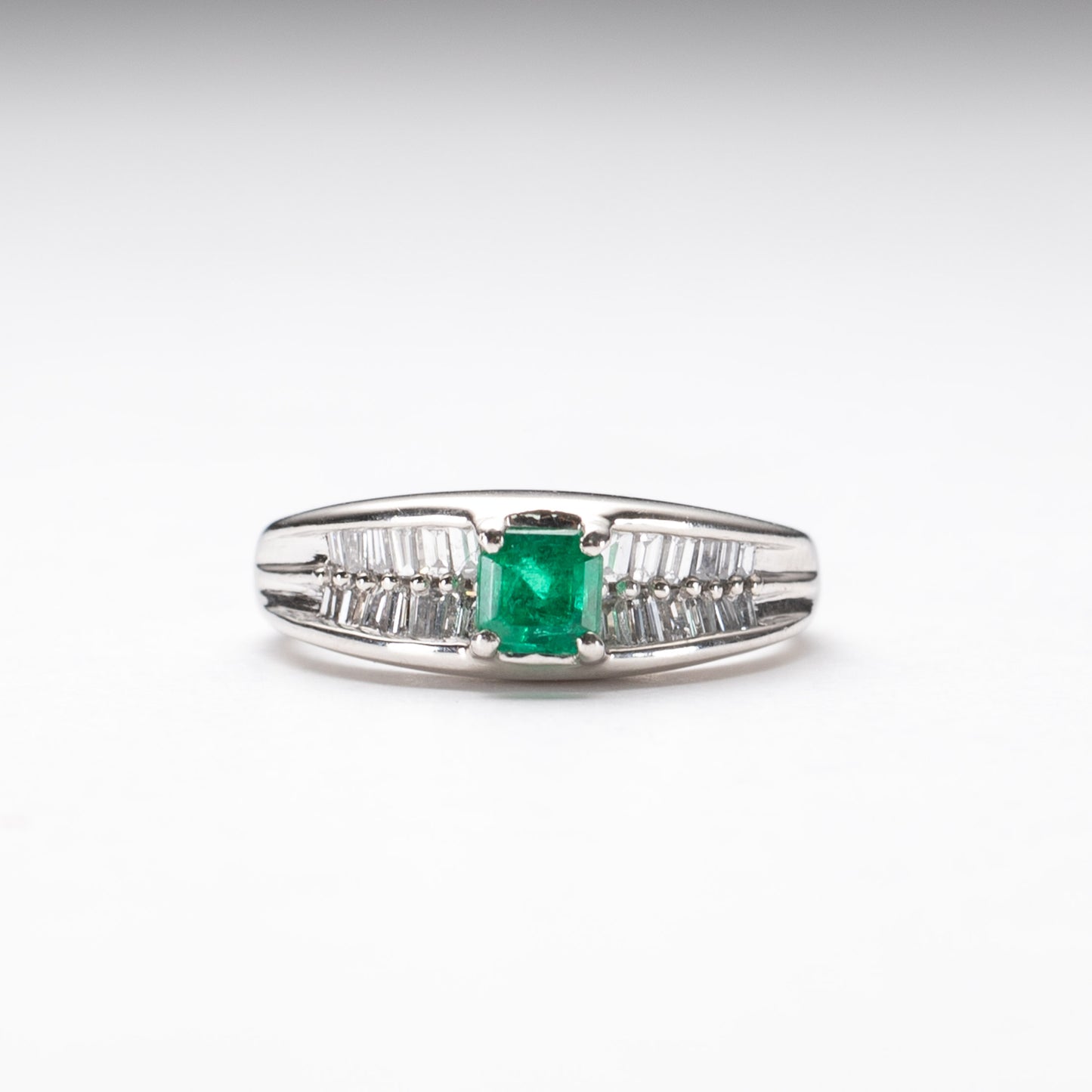 Emerald Diamond Platinum Ring
