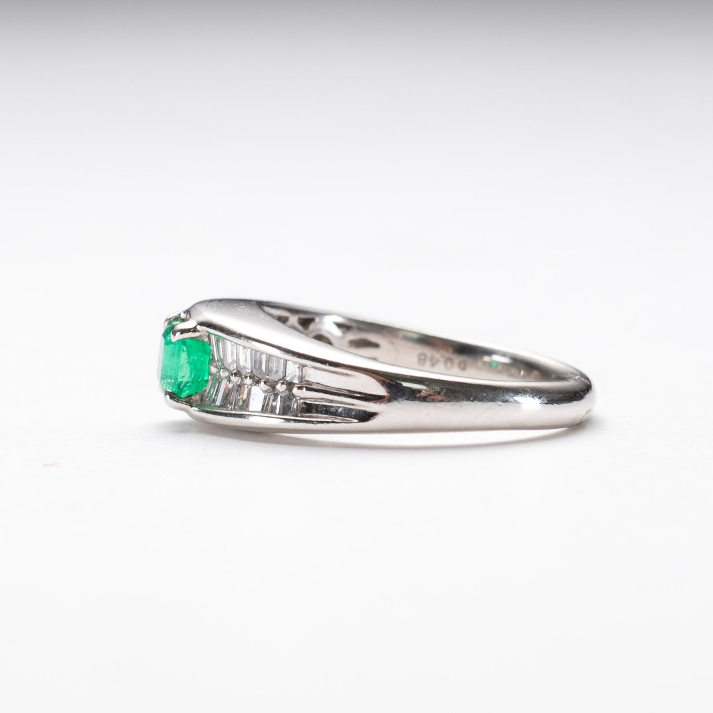 Emerald Diamond Platinum Ring