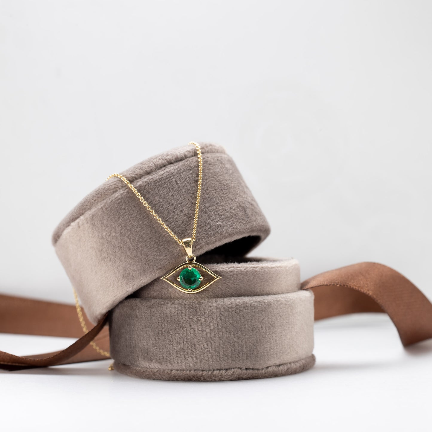 18K Emerald Evil Eye Necklace