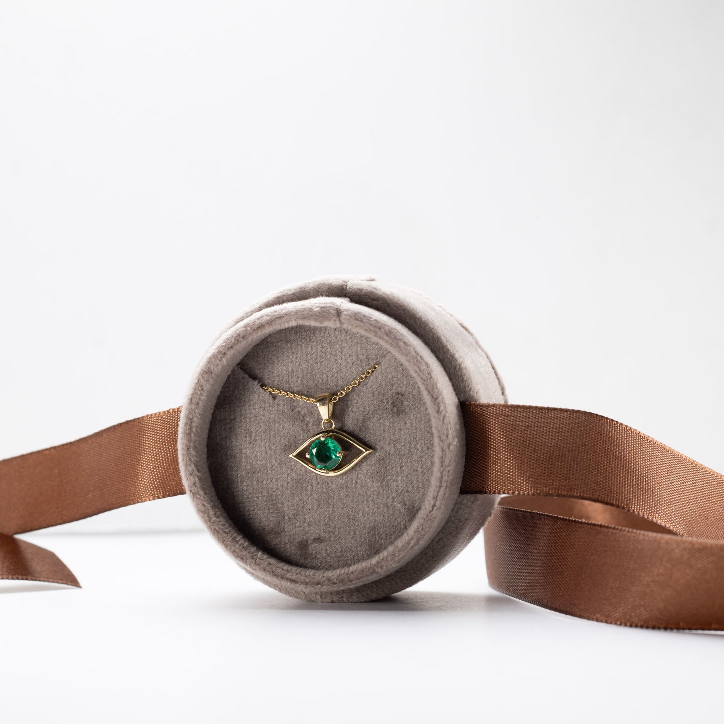 18K Emerald Evil Eye Necklace