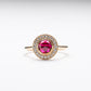 14K Rose Cut Lab Ruby Ring