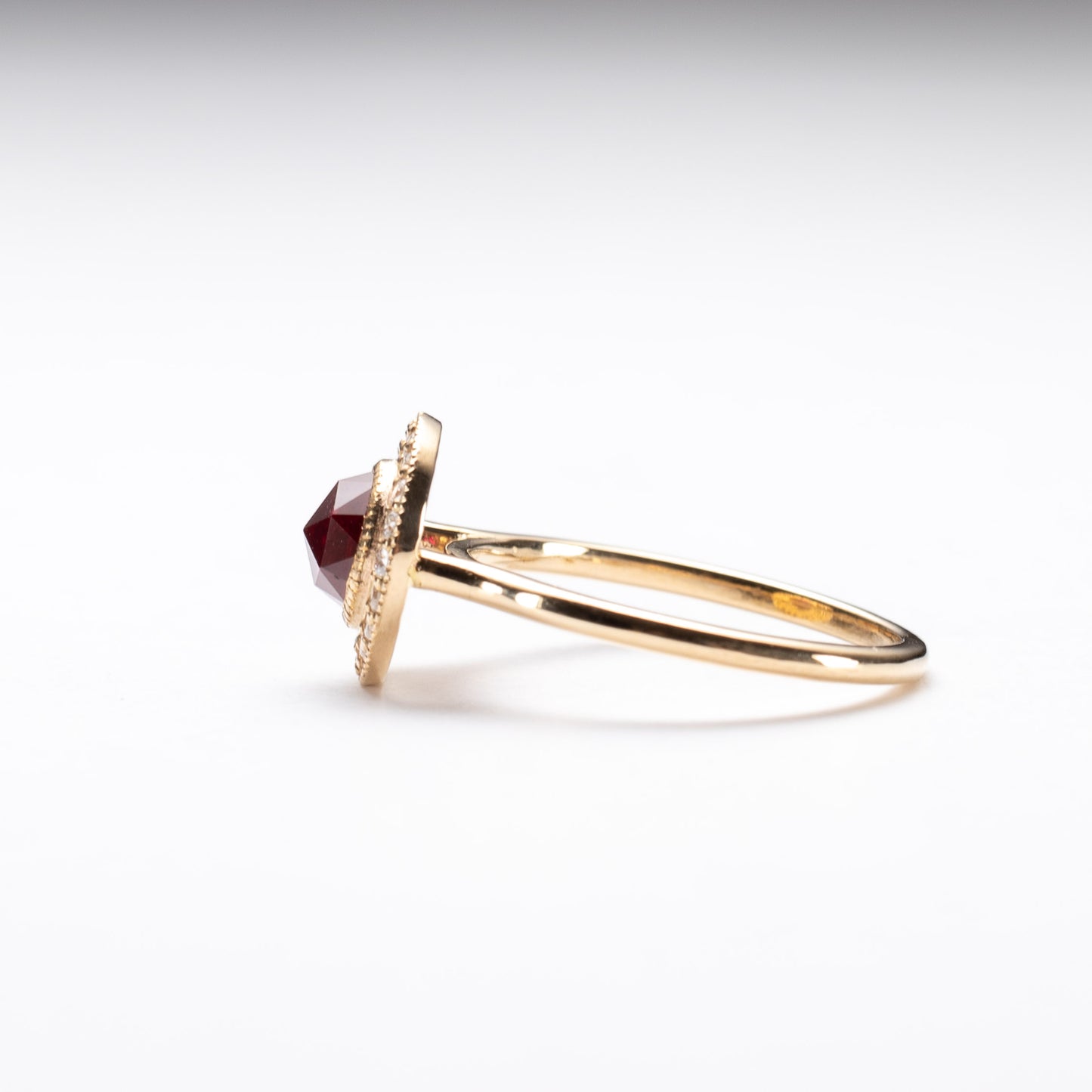 14K Rose Cut Lab Ruby Ring