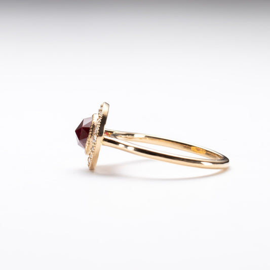 14K Rose Cut Lab Ruby Ring