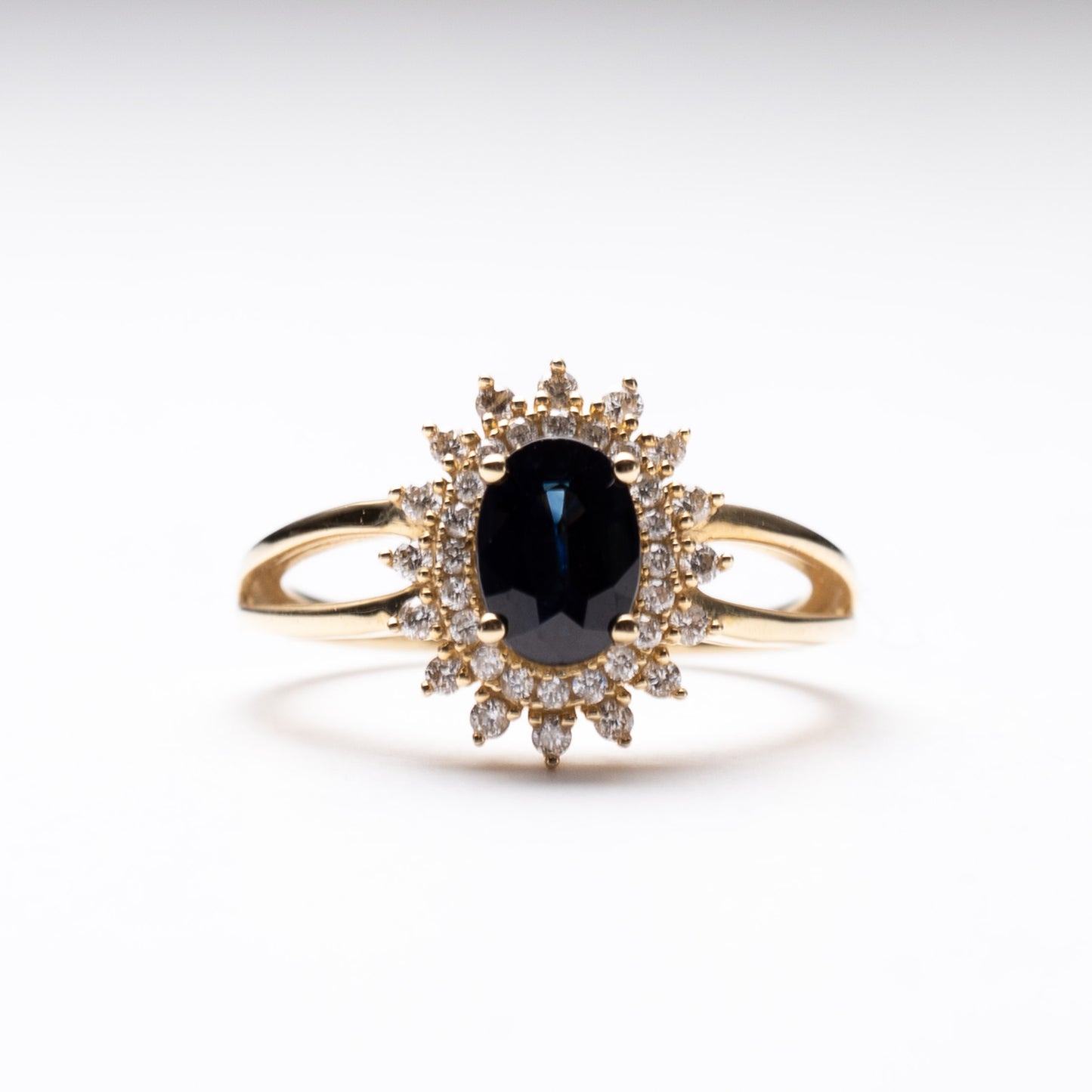 14K 1.25 CT Blue Sapphire Diamond Ring