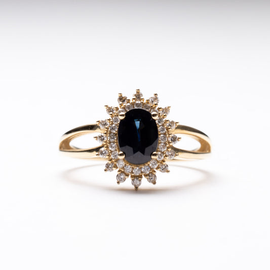 14K 1.25 CT Blue Sapphire Diamond Ring