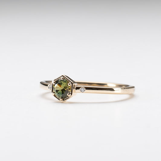 14K Parti Sapphire Hexagon Ring