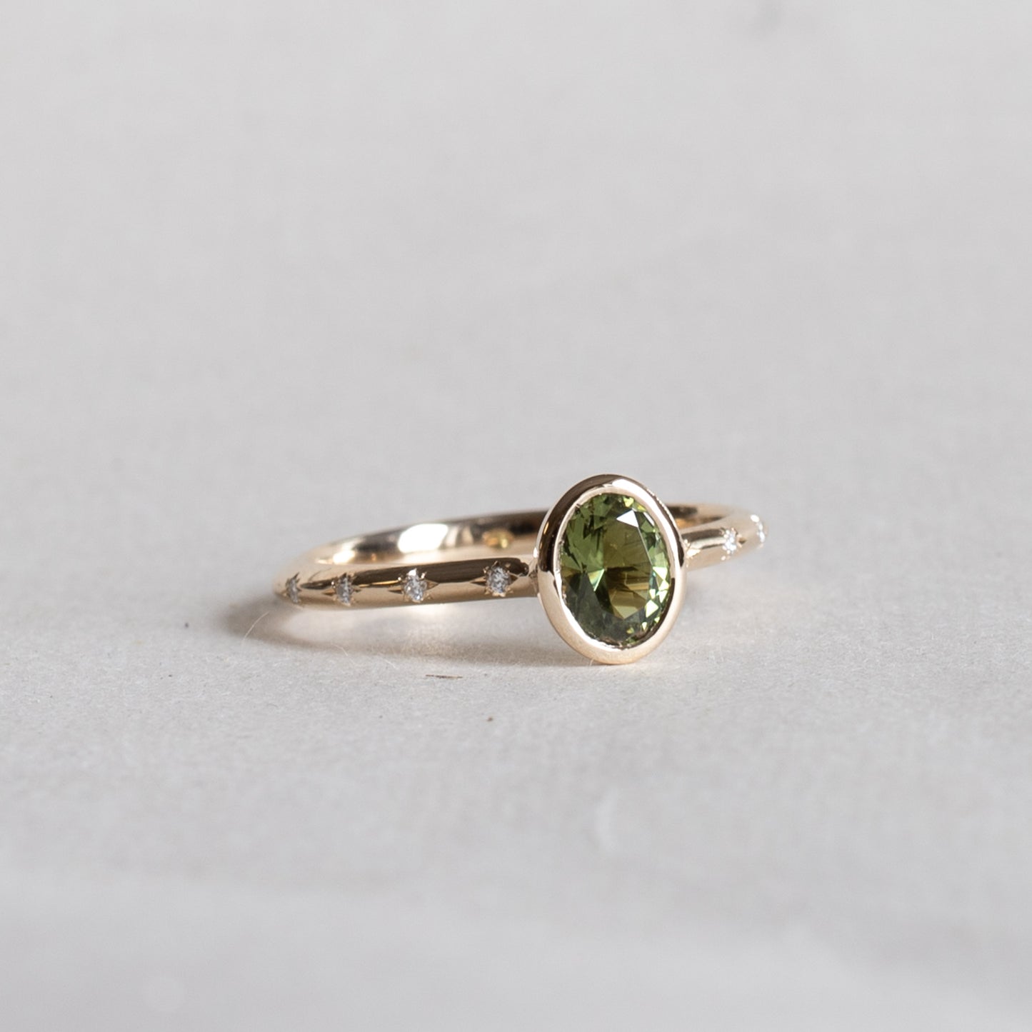 14K Green Sapphire Ring