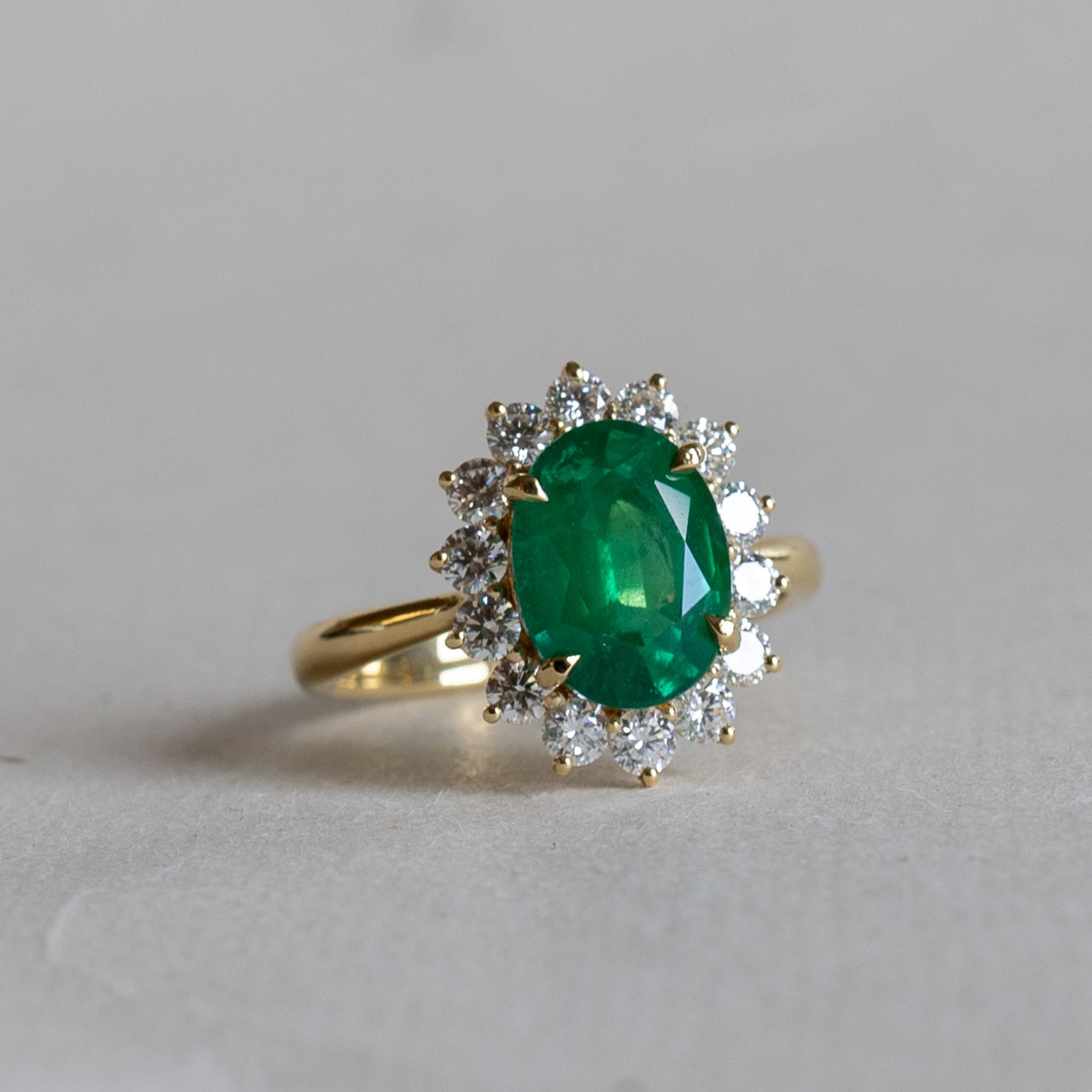 18K GIA 3.03 Carat Emerald Diamond Engagement Ring