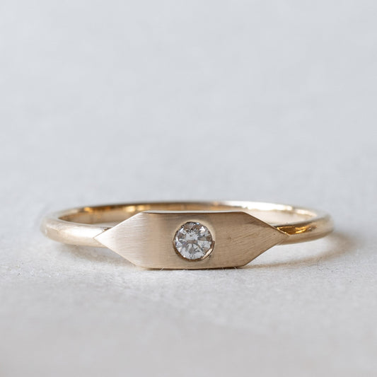 14K Signet Diamond Ring