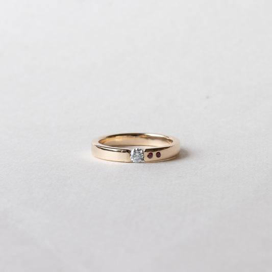 14K Diamond with Ruby Ring