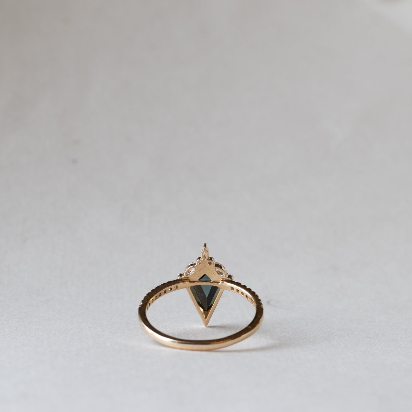 14K Australian Sapphire Ring, Shield Ring