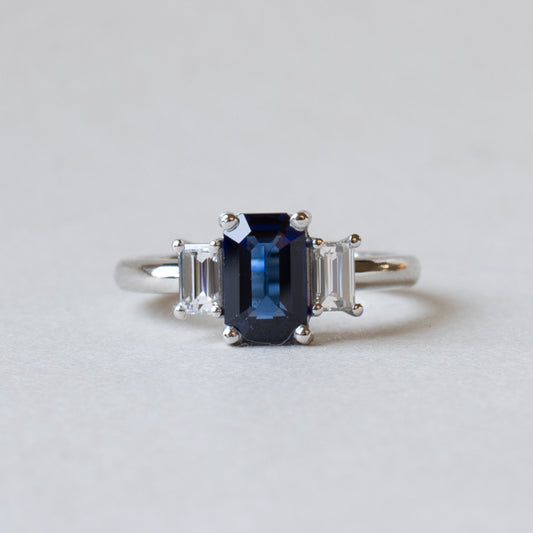 Platinum Blue Sapphire Ring