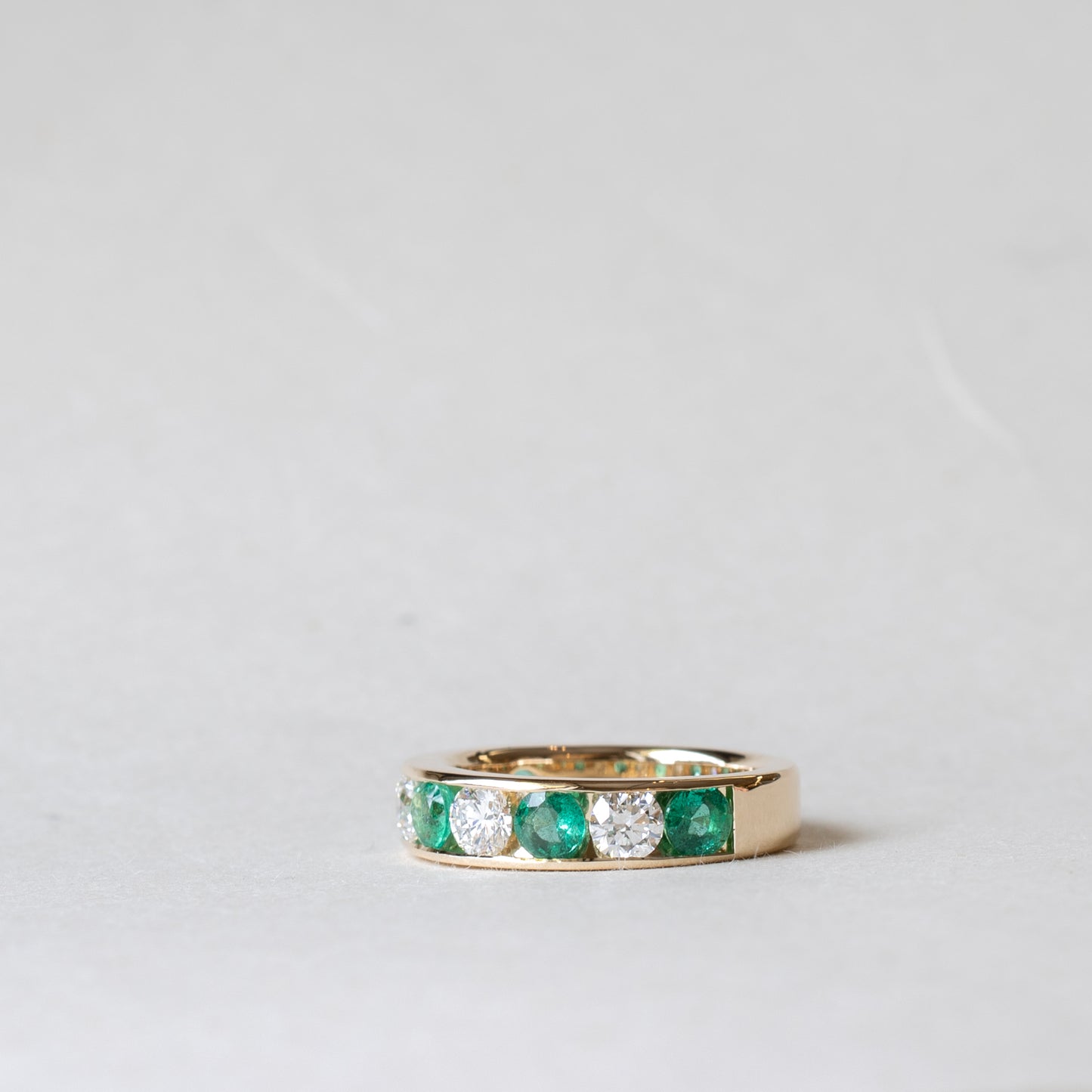 14K Emerald Diamond Anniversary Band
