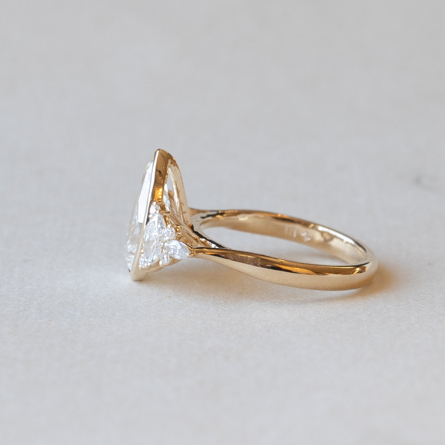 14K Pear Lab Diamond Cluster Engagement Ring