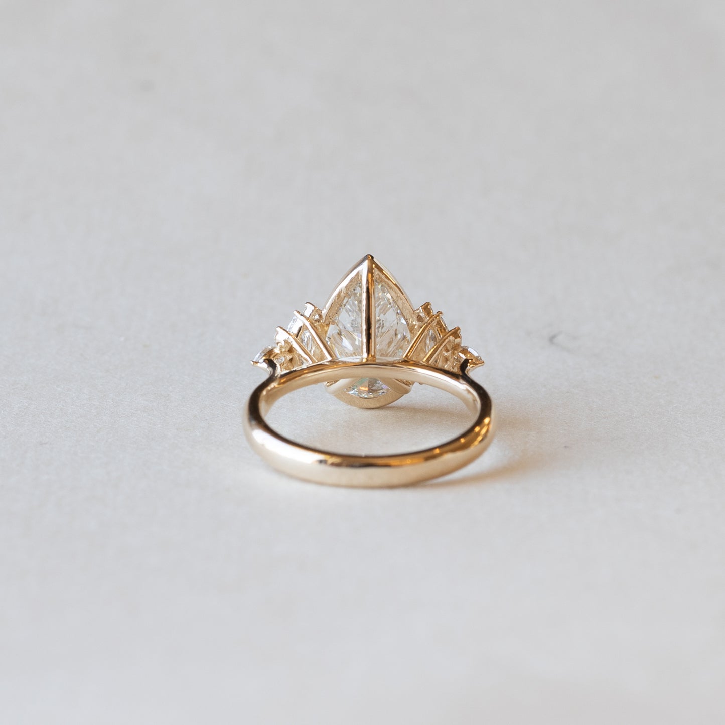 14K Pear Lab Diamond Cluster Engagement Ring