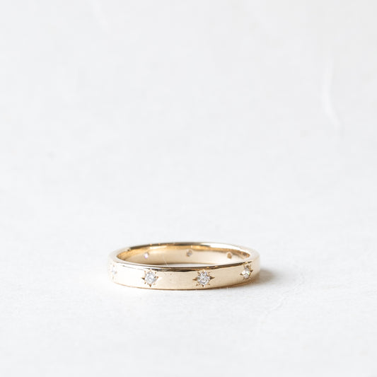 14K Diamond Starburst Eternity Wedding Band