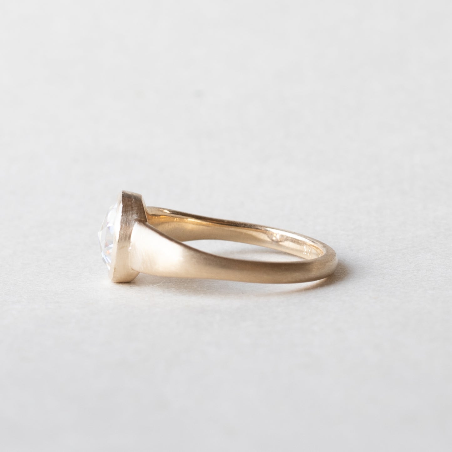 14K Yellow Gold Moissanite Ring Rose Cut Ring
