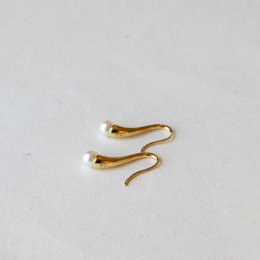 18K Gold Pearl Earrings - Estate Jewelry