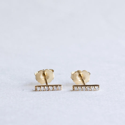14k Lab Diamond Bar Studs