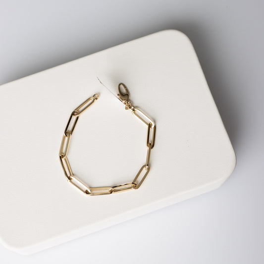 14k Gold Paperclip Link Bracelet