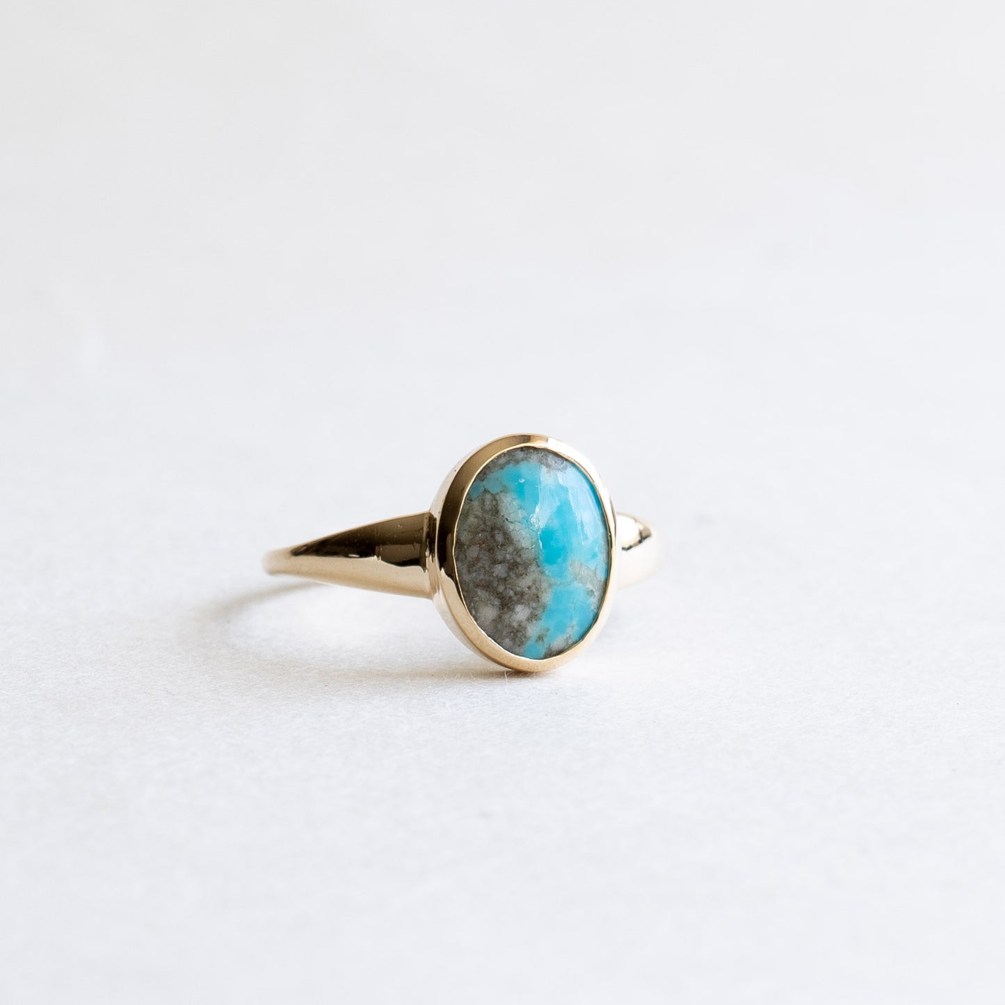 14k Yellow Gold Turquoise Cabochon Ring