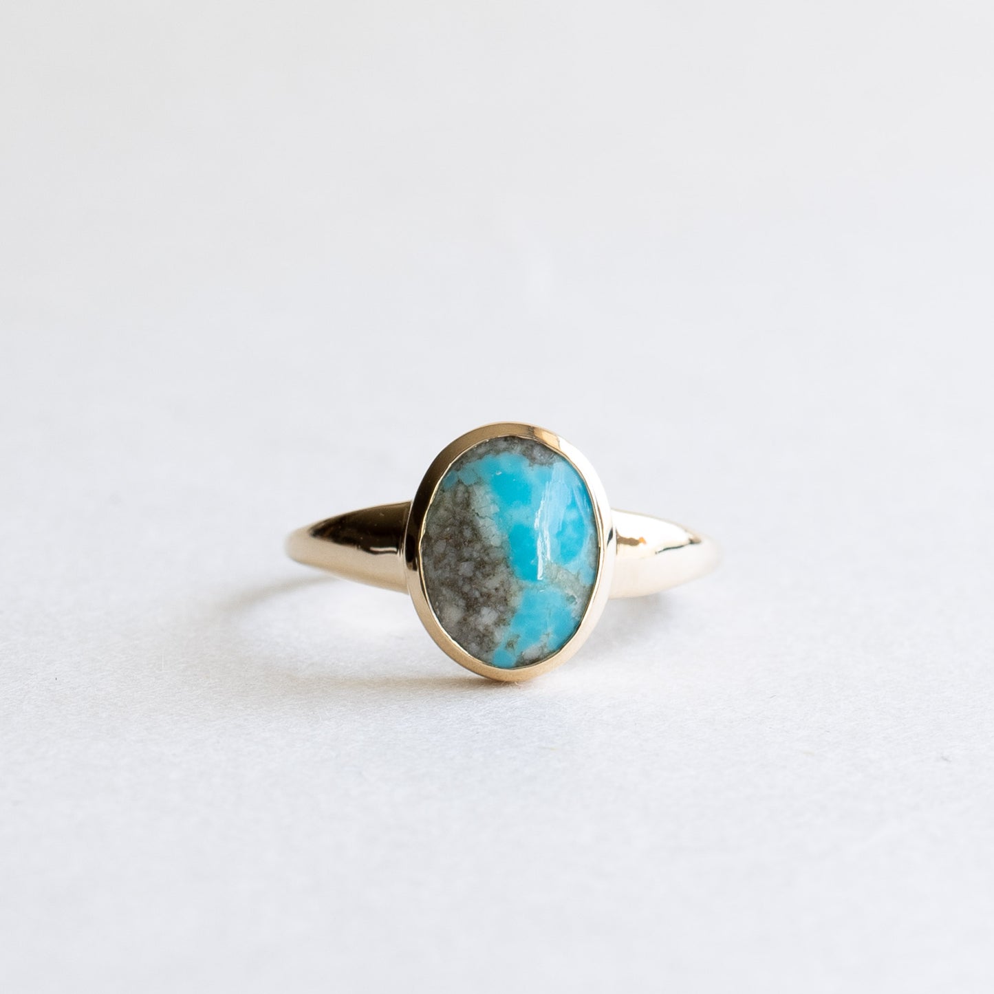 14k Yellow Gold Turquoise Cabochon Ring