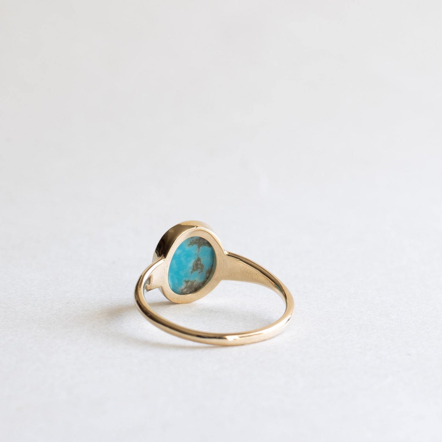 14k Yellow Gold Turquoise Cabochon Ring